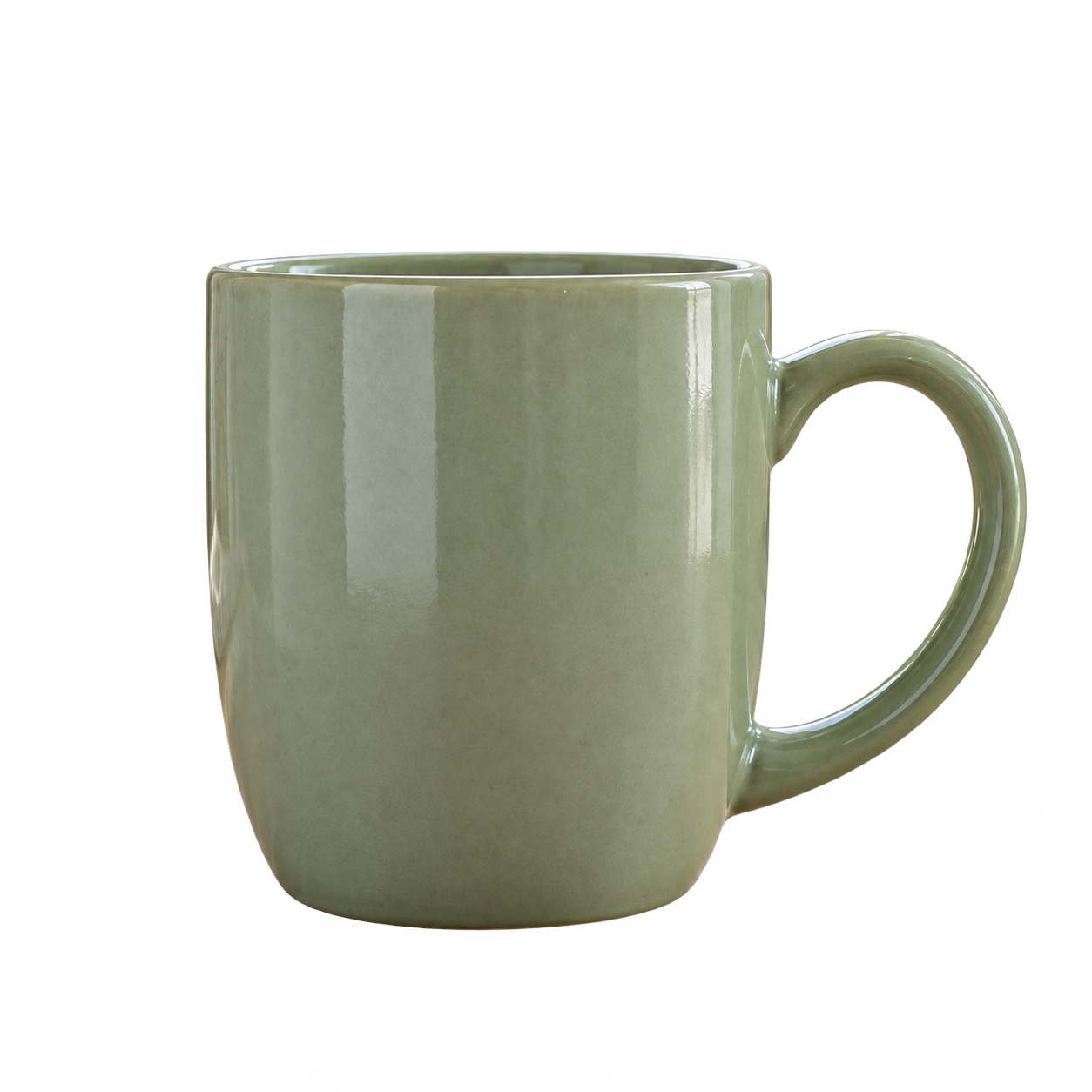 Sage ceramic mug cutout on transparent background